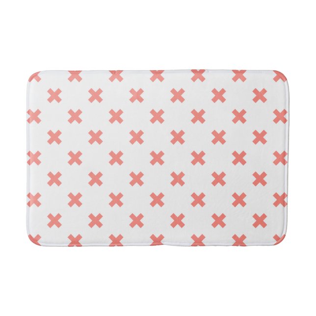 Peach cross stitches auf weiß badematte (Vorderseite)