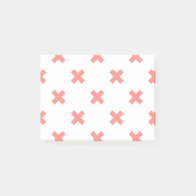 Peach cross stitches auf weiß post-it klebezettel (Vorderseite)