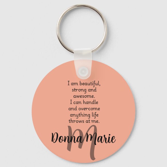 Peach Custom Name Motivational Quote   Schlüsselanhänger (Vorderseite)