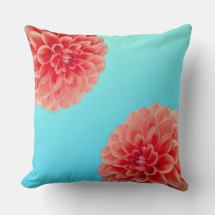 Peach Dahlia & Aqua Blue Kissen