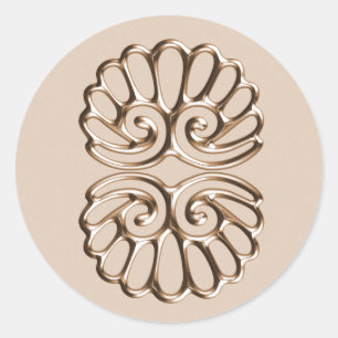 Peach Damask Wedding Runder Aufkleber