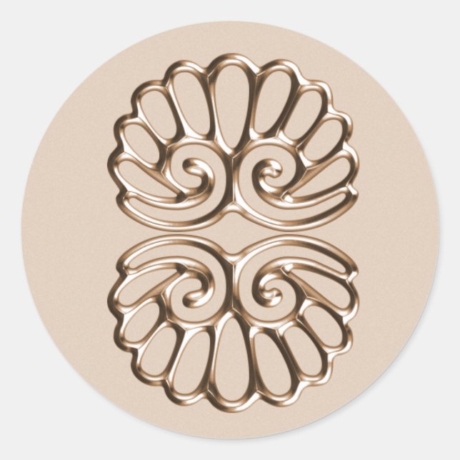 Peach Damask Wedding Runder Aufkleber (Vorderseite)