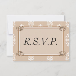 Peach Damask Wedding UAWG RSVP Karte