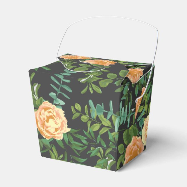 Peach Dark Gray Wedding Rose Bloral Geschenkschachtel (Vorderseite)