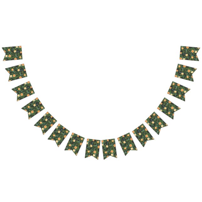 Peach Dark Gray Wedding Rose Bloral Wimpelkette (Alle)