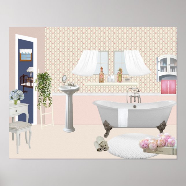 Peach Decorative Badezimmer Poster mit Klauenfuß b (Vorne)