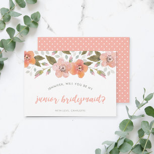 Peach Delicate Floral Junior Bridesmaid Einladung