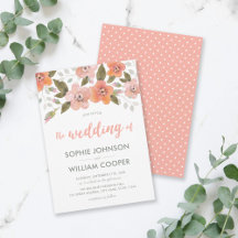 Peach Delicate Floral Wedding Einladung