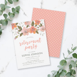 Peach Delicicous Floral Rentirement Party Einladun Einladung