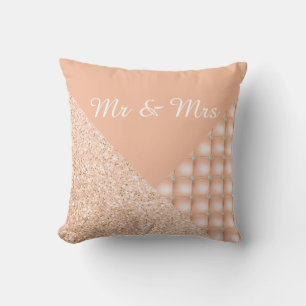 PEACH DIAMOND HERZ GLITZER CUSHION RING PILLOW KISSEN