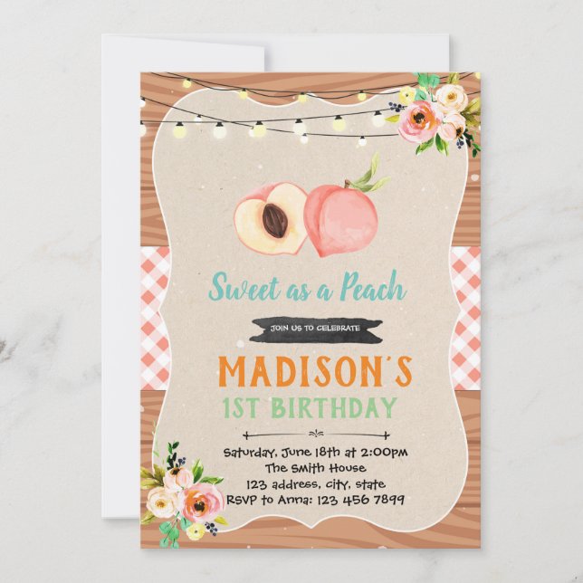 Peach douche invitation fête (Devant)