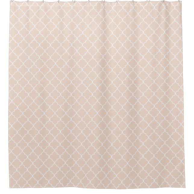 Peach Dust marokkanisches Quatrefolienmuster Duschvorhang (Vorderseite)