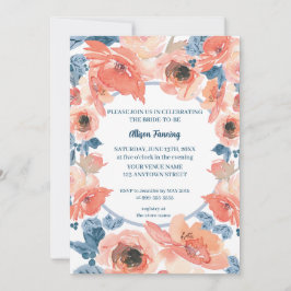 Peach Dusty Blue Rose Brautparty Einladung