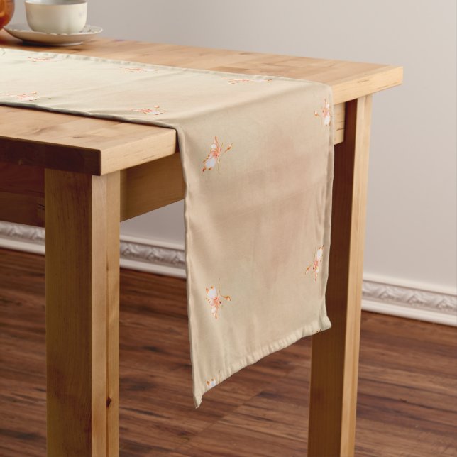 Peach elegant floral butterfly pattern table runne kurzer tischläufer (Beispiel)