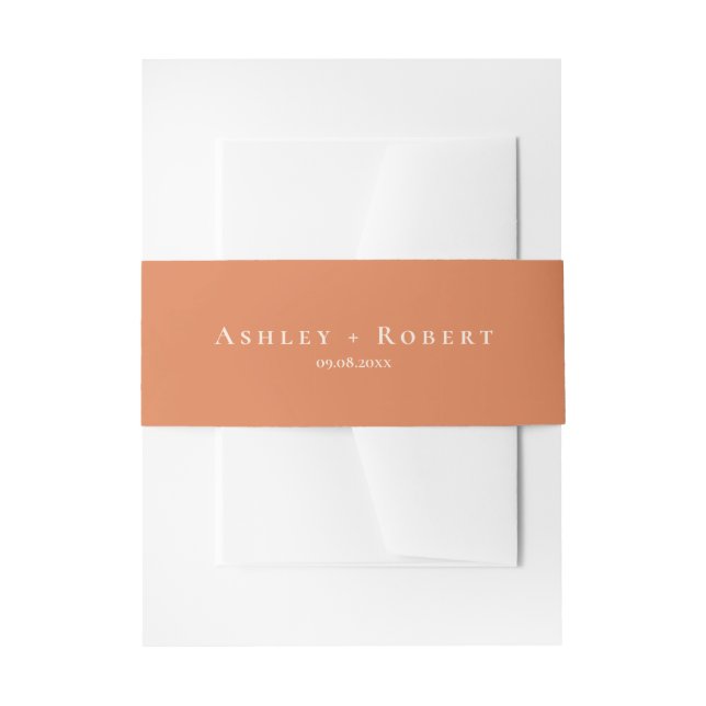 Peach Elegant Modern Wedding Invitation Einladungsbanderole (Vorderseite Beispiel)