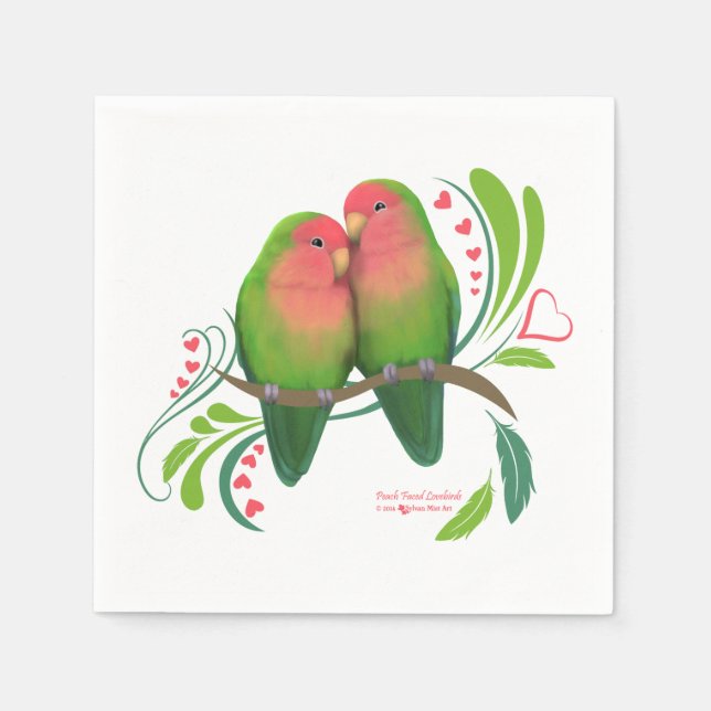 Peach Faced Love Birds Serviette (Vorderseite)