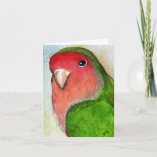 Peach Faced Lovebird Painting Note Card Karte