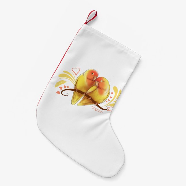 Peach Faced Lutino Lovebirds Kleiner Weihnachtsstrumpf (Vorderansicht (hängend))