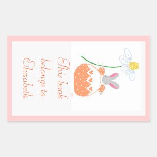 Peach fifi daisy Hunny Buchzeichen Rechteckiger Aufkleber