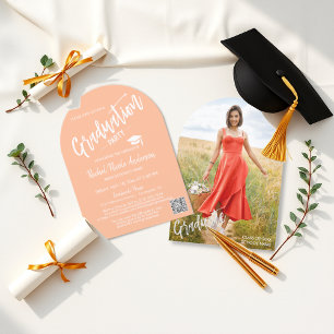 Peach Fizz Arch Foto Grad Einladung