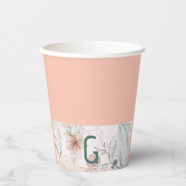 Peach flor Paper Cup Pappbecher (Vorderseite)