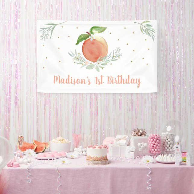 Peach Floral 1. Geburtstag Banner (Party)