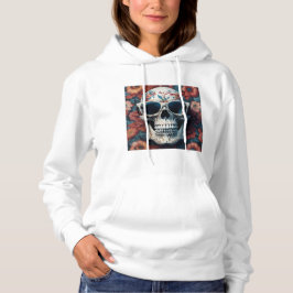 Peach Floral 3D Dead Skull mit Sonnenbrille Hoodie