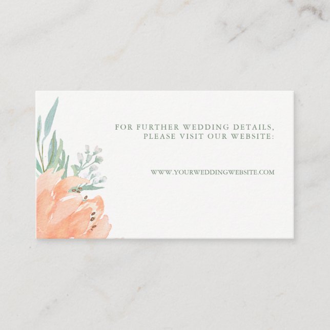 Peach Floral and Eukalyptus Wedding Website Beilag Begleitkarte (Vorderseite)