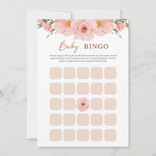 Peach Floral Baby Dusche BINGO Karte
