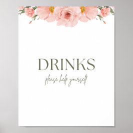 Peach Floral Baby Shower Drinks Poster