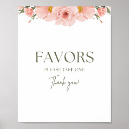 Peach Floral Baby Shower Favoriten Poster