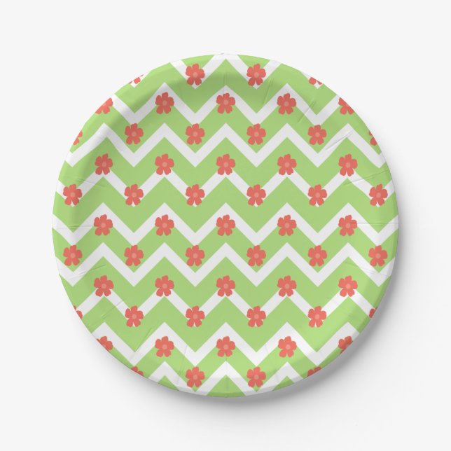 Peach Floral Bedspread Pappteller (Vorderseite)