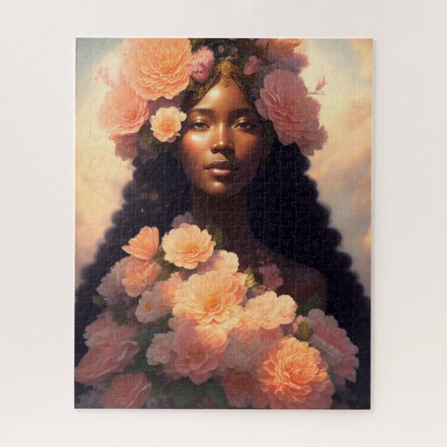 Peach Floral Black Woman (Vertikal)