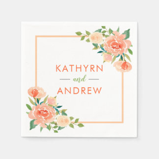 Peach floral Border | Hochzeit Serviette