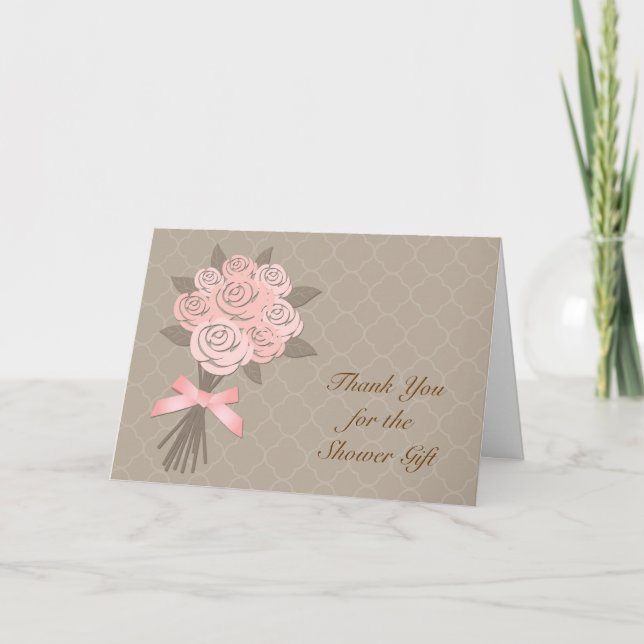 Peach Floral Bouquet Brautparty Vielen Dank Dankeskarte (Vorderseite)