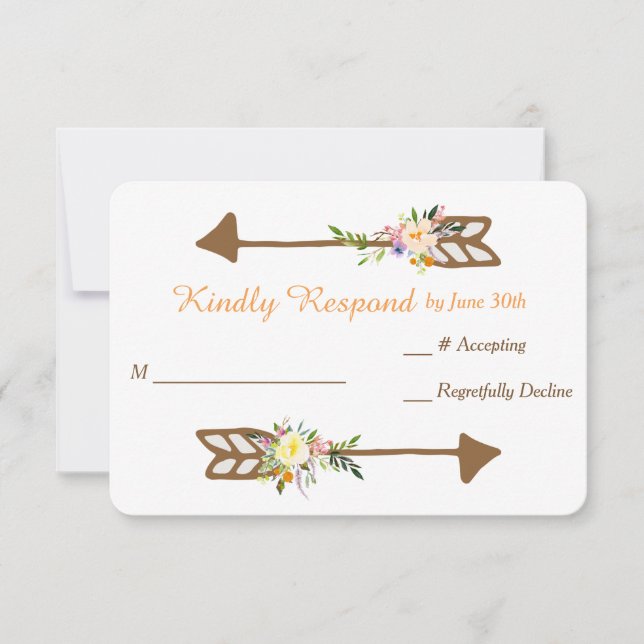 Peach Floral Bouquet Wedding RSVP (Vorderseite)