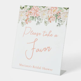 Peach Floral Brautparty Bevorzugung Sockelschild