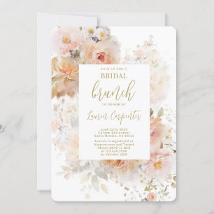 Peach Floral Brautparty Brunch Einladung