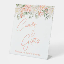 Peach Floral Brautparty Karten und Geschenke Sockelschild