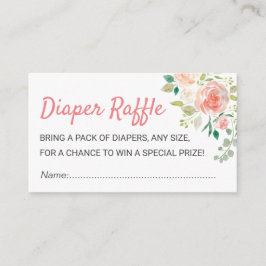 Peach Floral Chic Baby Dusche Windel Raffle Ticket Begleitkarte