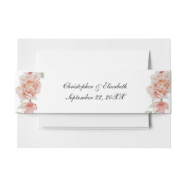 Peach floral Classic feierliche Hochzeit Einladungsbanderole