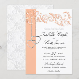 Peach floral Design Wedding Einladung