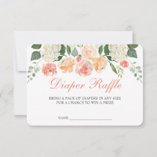 Peach Floral Diaper Carte d'insertion