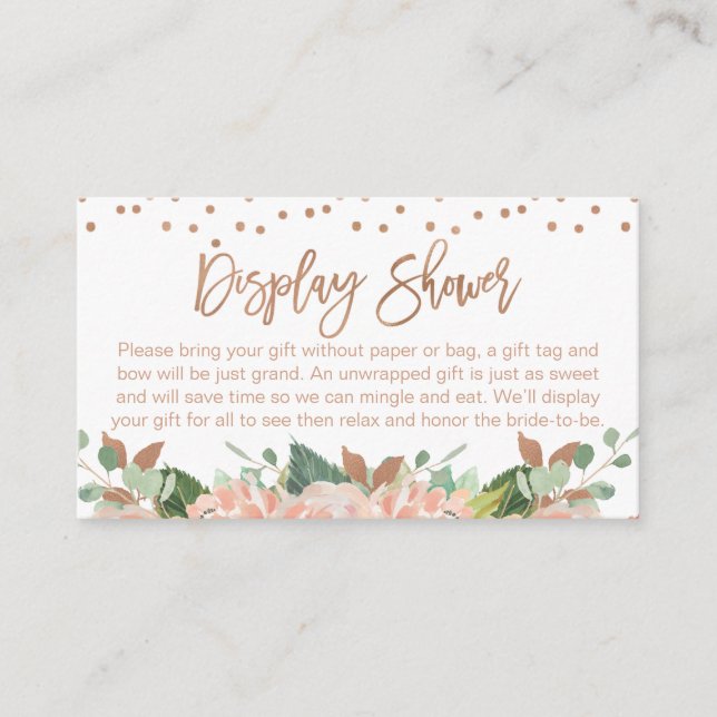 Peach Floral Display Dusche Brautparty Begleitkarte (Vorderseite)