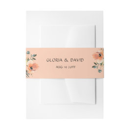Peach Floral Einladung Bauchband Einladungsbanderole