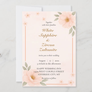 Peach floral Elegante Hochzeit Einladung
