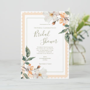 Peach Floral Elegantes Brautparty Einladung