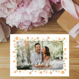 Peach Floral Foto Collage Hochzeit Save The Date