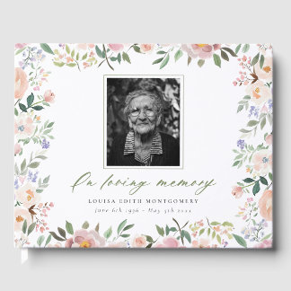 Peach floral Foto Memorial Gästebuch