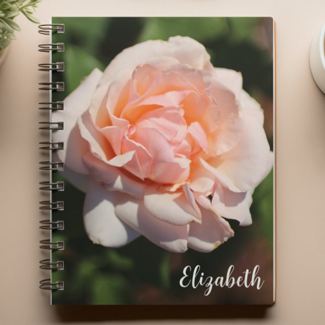 Peach Floral Fotografy Elegante Rose Custom Notizblock (Von Creator hochgeladen)